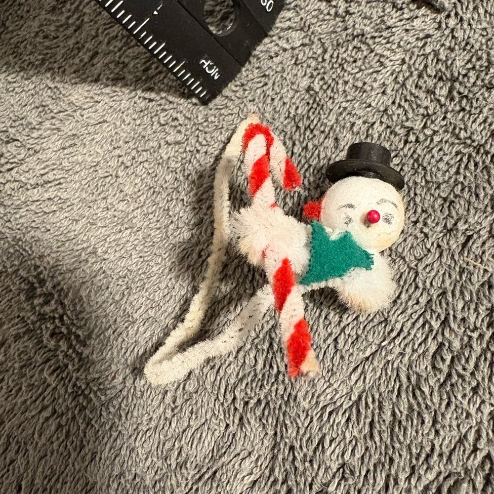 Vintage Chenille Foam Snowman Wrap Around Branch Christmas Tree Ornament Decor